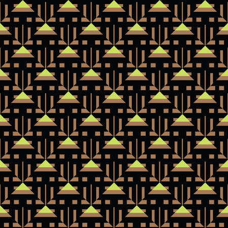 Vector seamless pattern texture background with geometric shapes, colored in brown, green and black colors.のイラスト素材