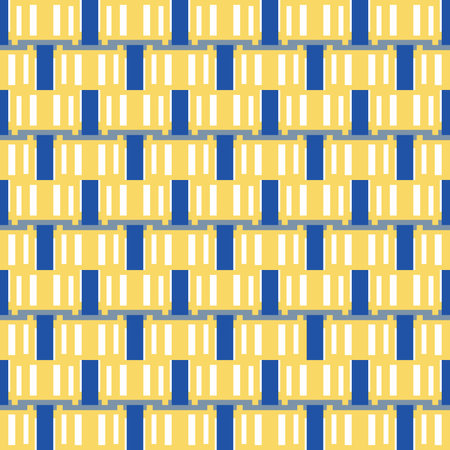 Vector seamless pattern texture background with geometric shapes, colored in blue, yellow and white...