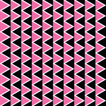 Vector seamless pattern texture background with geometric shapes, colored in pink, black and white colors.のイラスト素材