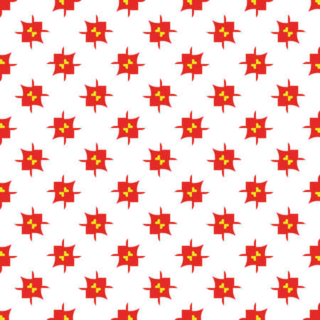 Vector seamless pattern texture background with geometric shapes, colored in white, red and yellow colors.のイラスト素材