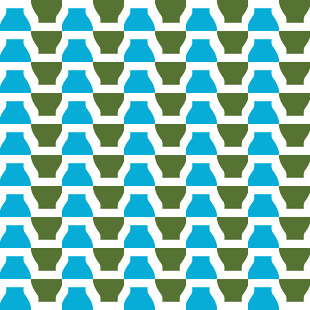 Vector seamless pattern texture background with geometric shapes, colored in blue, green and white...