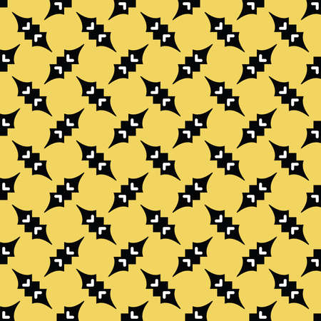 Vector seamless pattern texture background with geometric shapes, colored in yellow, black and white colors.のイラスト素材