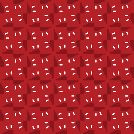 Vector seamless pattern texture background with geometric shapes, colored in red and white colors.
