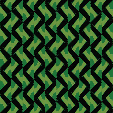 Vector seamless pattern texture background with geometric shapes, colored in green and black colors.