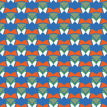 Vector seamless pattern texture background with geometric shapes, colored in blue, orange, green and white colors.のイラスト素材