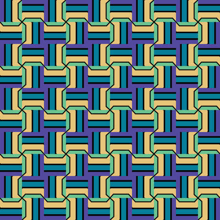 Vector seamless pattern background texture with geometric shapes, colored in blue, purple, yellow, green and black colors.のイラスト素材