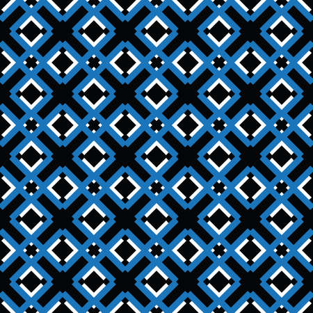 Vector seamless pattern texture background with geometric shapes, colored in blue, black and white colors.のイラスト素材