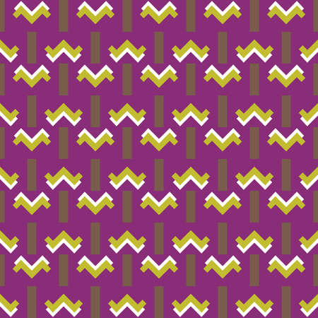 Vector seamless pattern texture background with geometric shapes, colored in dark purple, brown, yellow and white colors.のイラスト素材