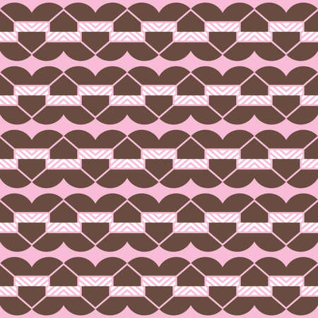 Vector seamless pattern texture background with geometric shapes, colored in brown, pink and white colors.のイラスト素材
