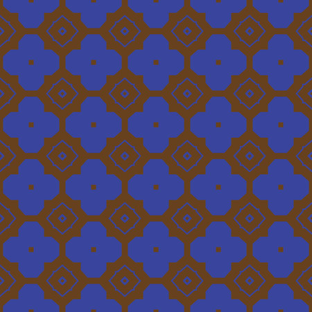 Vector seamless pattern texture background with geometric shapes, colored in brown and blue colors.