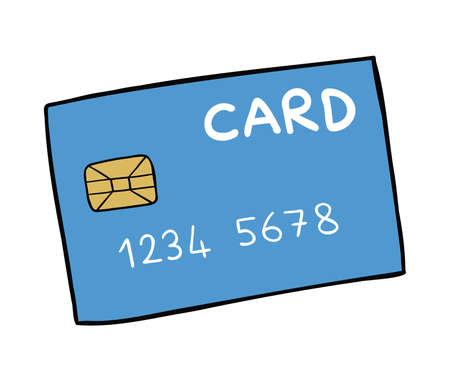 Cartoon vector illustration of credit card. Colored and black outlines.のイラスト素材