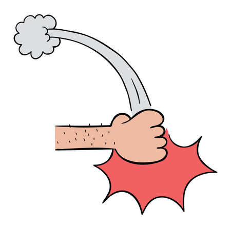 Cartoon vector illustration of fist punch table. Colored and black outlines.のイラスト素材