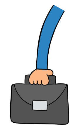 Cartoon vector illustration of businessman holding briefcase. Colored and black outlines.のイラスト素材