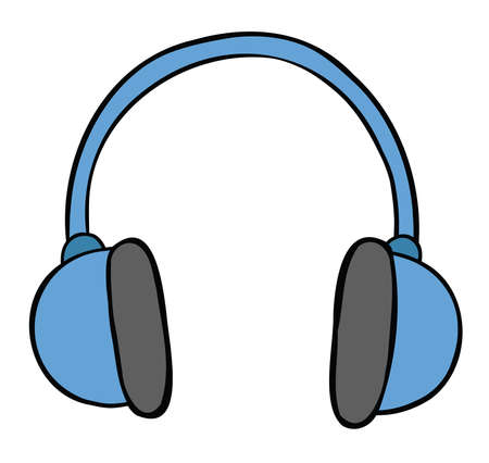 Cartoon vector illustration of headphone. Colored and black outlines.のイラスト素材