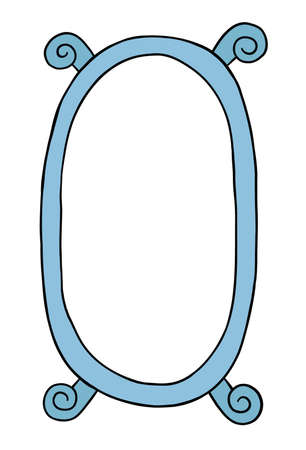 Cartoon vector illustration of mirror. Colored and black outlines.のイラスト素材