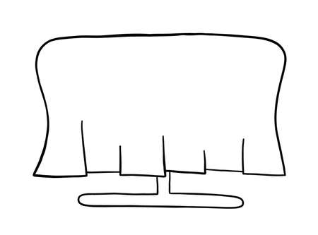 Cartoon vector illustration of dining table and cover. Black outlined and white colored.のイラスト素材