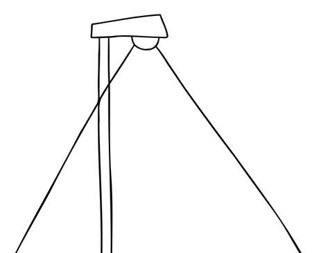 Cartoon vector illustration of street lamp. Black outlined and white colored.のイラスト素材