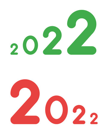 New year vector concept, growing and falling 2022. Flat colored style.のイラスト素材