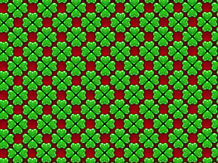 4 leaves clover on red の写真素材