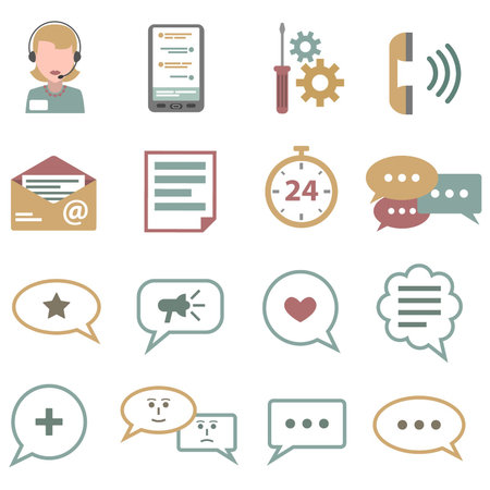 Office-Icon-Chat-Phone-Message-Setting-Stopwatchのイラスト素材