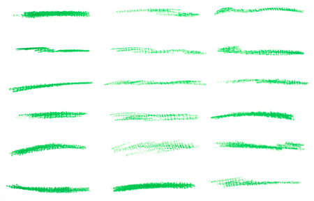 Set of green hand drawn crayon pen stroke line on white background design element doodle scribble underlineの写真素材