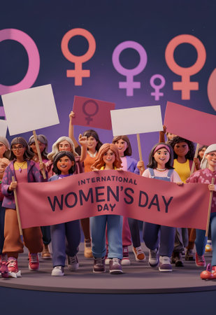 This inspiring image symbolizes female empowerment, gender equality, and the global movement for women's rights, equality on International Womenâs Day.の写真素材