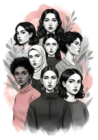 This inspiring image symbolizes female empowerment, gender equality, and the global movement for women's rights, equality on International Womenâs Day.の写真素材