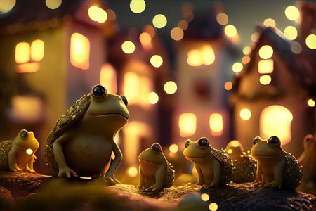 This art portfolio shows a whimsical world of little beaver people living in a picturesque village named Otterbanks. The images are rendered with a beautiful bokeh effect.の素材