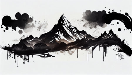 "Zen Brushstrokes" is a portfolio featuring minimalist calligraphy of the flowing ink design. With different east asian themes, this captures the essence of peace and tranquility.の素材