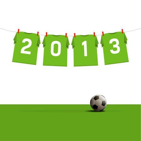 Happy New Year 2013, soccer jerseys on cord, illustrationのイラスト素材