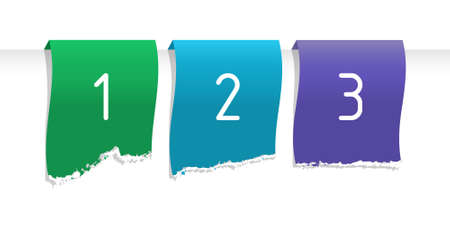 Color labels with numbers, stripes on whiteのイラスト素材