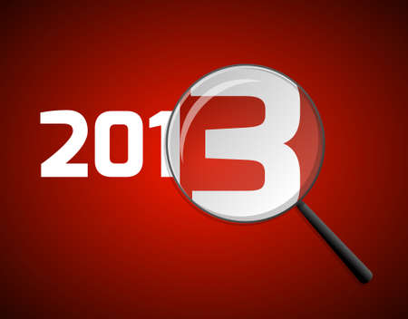 New year 2013, illustration with magnifier on redのイラスト素材