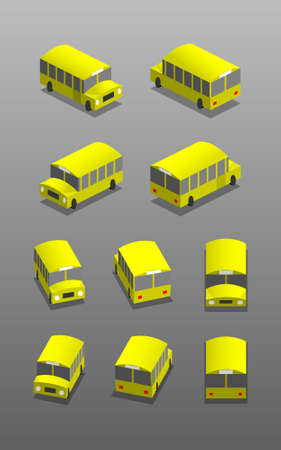 Schoolbus in different positionsのイラスト素材