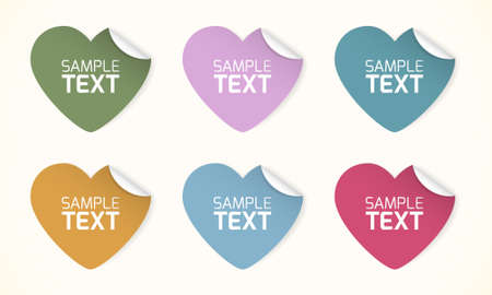 Set of color labels in heart shapeのイラスト素材