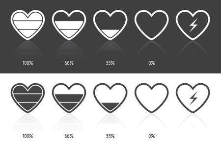 Set of icons in heart shape, on whiteのイラスト素材