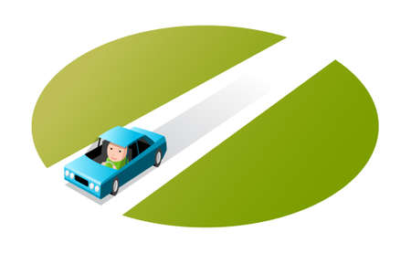 Man driving car, cartoon illustrationのイラスト素材