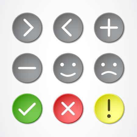 Nine colored buttons with symbols and emoticonsのイラスト素材