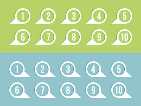 Arrows with numbers, on green and blue, vector design elementsのイラスト素材