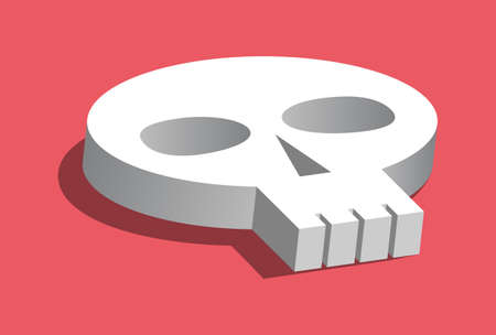 Skull, halloween symbol, vector illustration on redのイラスト素材