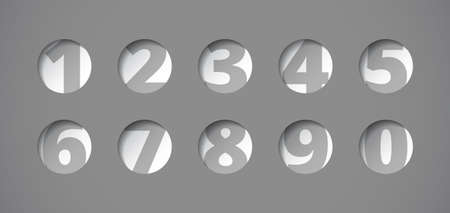 Perforated plate with numbers, board with circular holes, vector labelsのイラスト素材