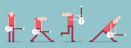 Rock musician playing guitar, cartoon vector illustration, flat styleのイラスト素材