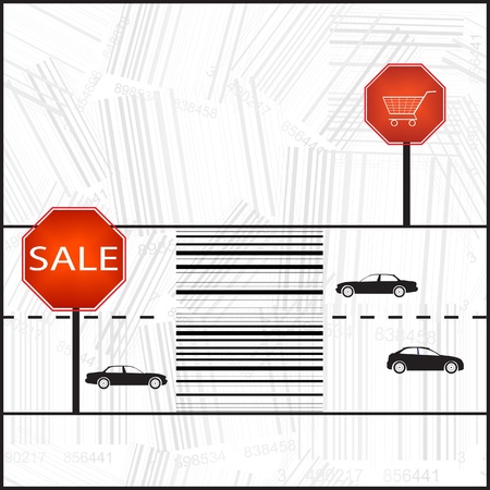 Barcode sign as a zebra crossing  Illustration のイラスト素材