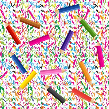 Colorful pencils and lines, seamless backgroundのイラスト素材