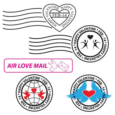 Set of Valentine Love Stampのイラスト素材