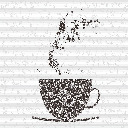 A cup made from tea leaf on tea backgroundのイラスト素材