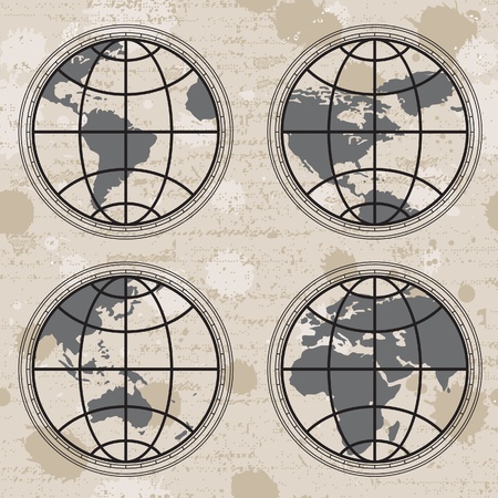 Seamless retro grunge background with globesのイラスト素材