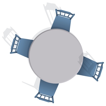 Overhead view of a cafe table with chairs, isolated on whiteのイラスト素材