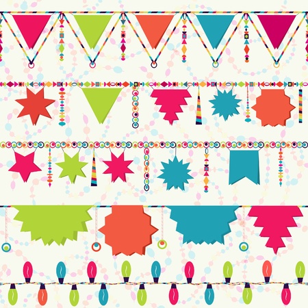 Carnival serpentine, Happy Birthday garland, party decoration, seamless backgroundのイラスト素材