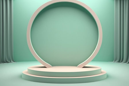 empty circle mint pastel color podium scene Generative AI.の素材
