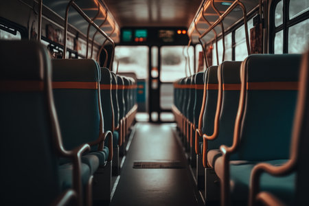 empty bus seat, travel excursion Generative AI.の素材